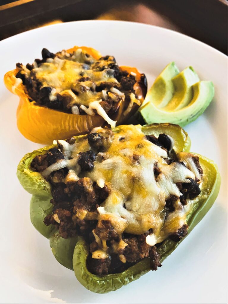 No Rice Mexican Stuffed Peppers with avocado